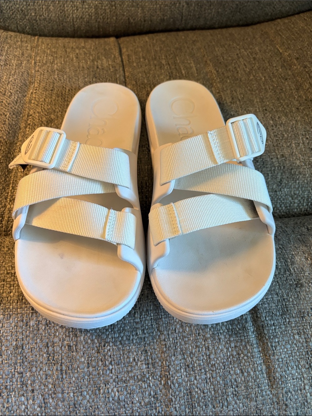 Chaco White Women's Dual-Strap Slide Sandals